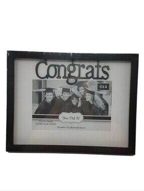 Black Picture Frame Congrats 6x4 Photo Tabletop Graduation Wedding Baby Gift NEW